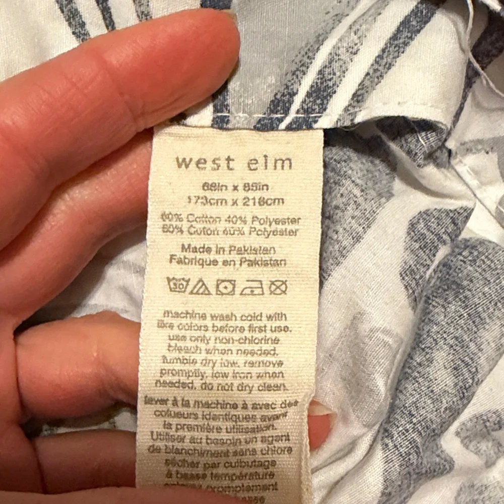 West Elm Twin Duvet Covers and Shams with Gray and White Floral Bird Design